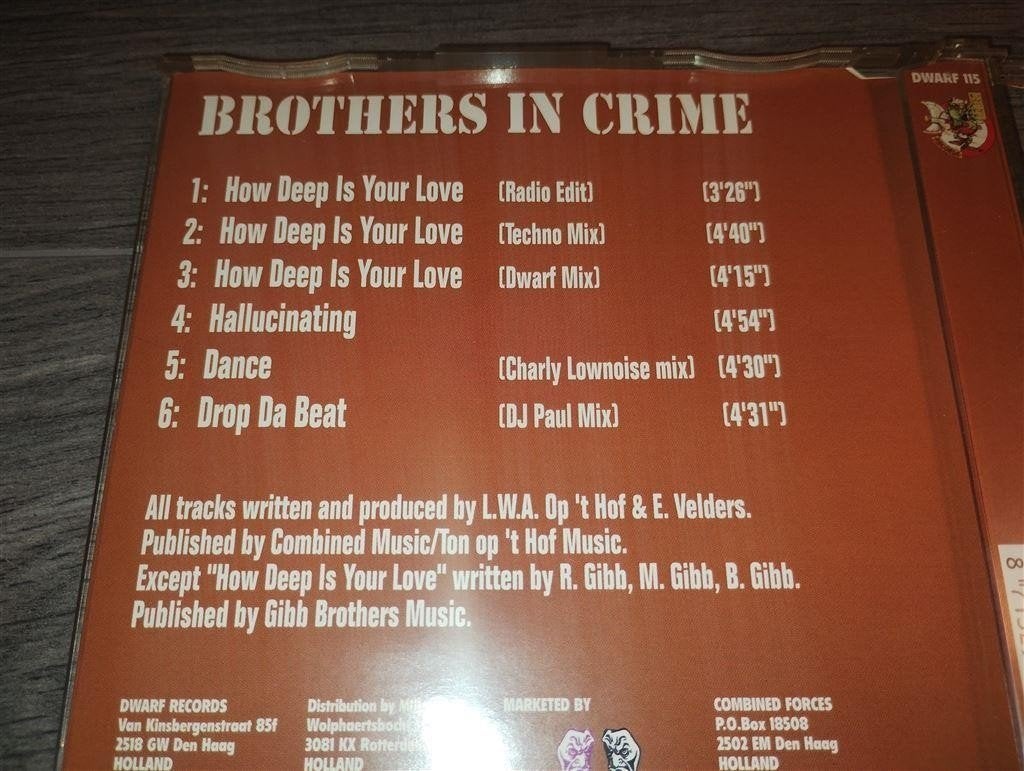 Brothers In crime - How Deep Is Your Love [Hardcore], Ophalen of Verzenden, Zo goed als nieuw