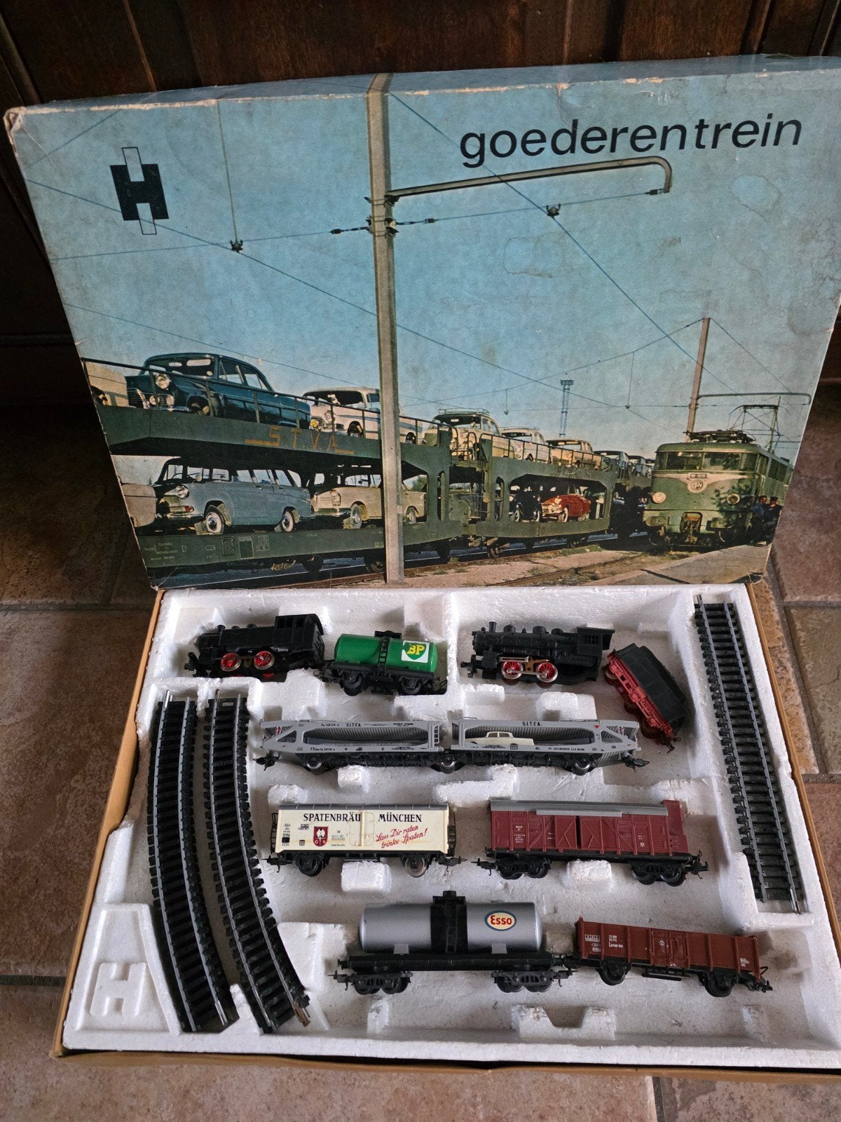 Oude H0 Goederentrein Lima jaren 60, Gebruikt, Gelijkstroom, Wagon, Ophalen of Verzenden