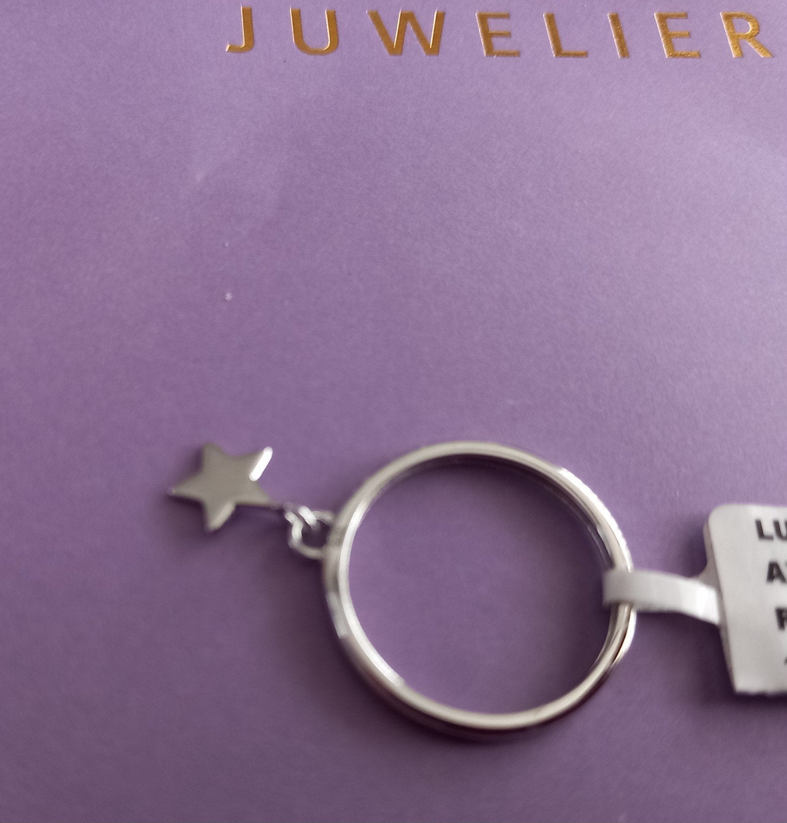 LUCARDI ring met ster bedel, 1,6cm ,kettinghanger, nieuw!, IJzer of Staal, Nieuw, Ophalen of Verzenden, Dame of Heer
