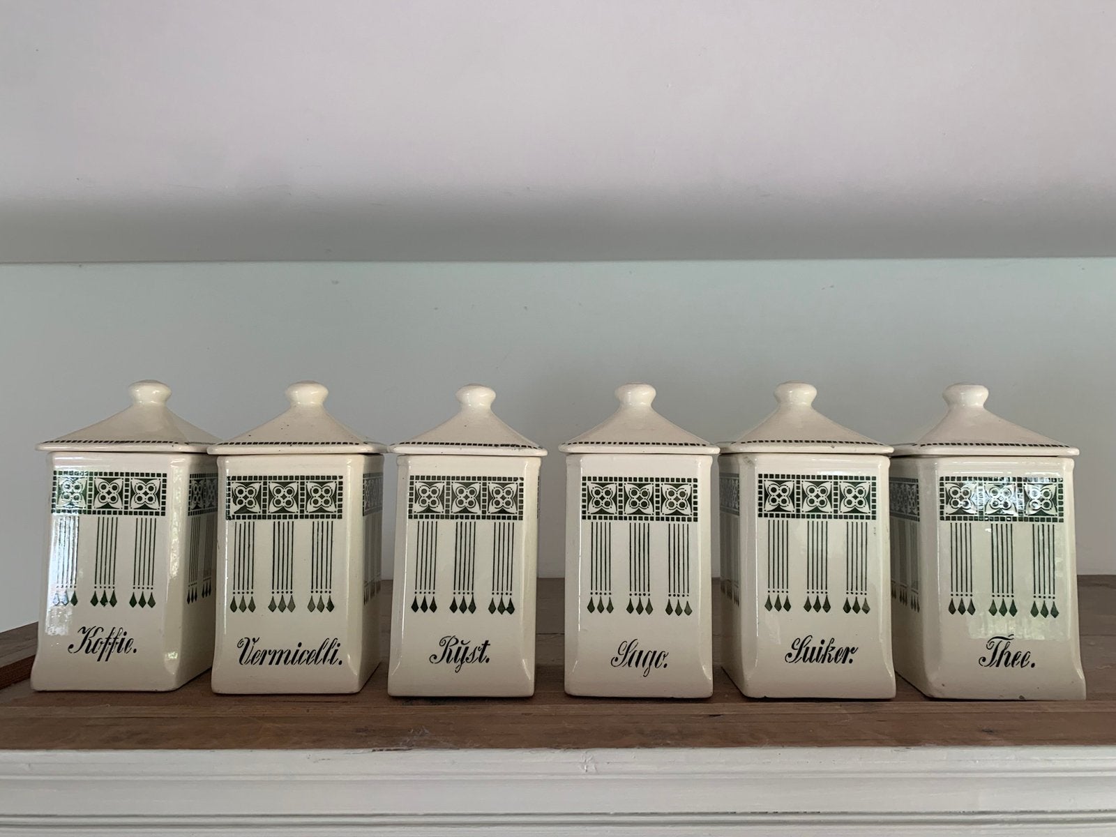 Set art nouveau voorraadpotten, Ophalen of Verzenden