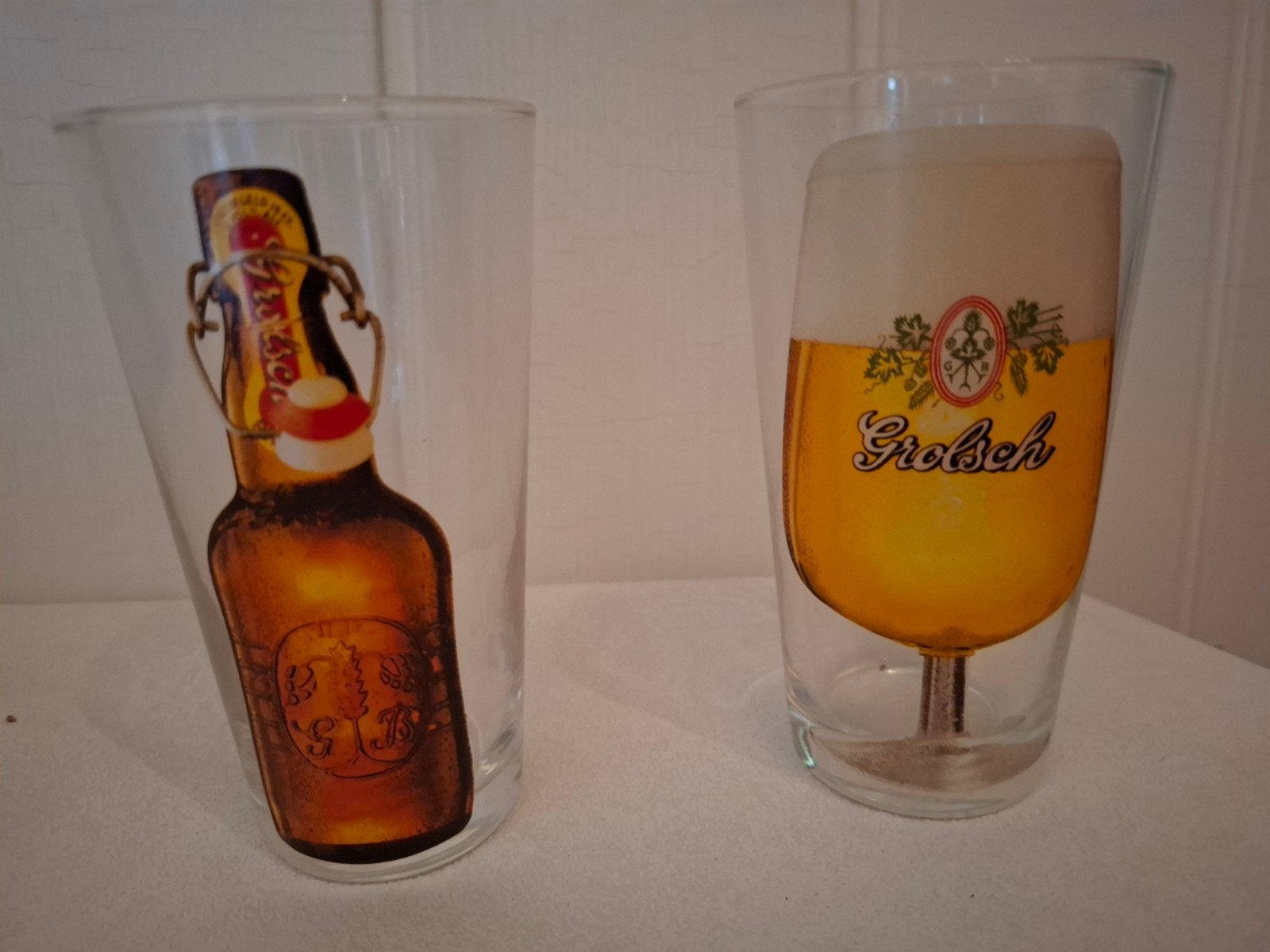 Grolsch glazen, met historische opdruk, Ophalen of Verzenden, Zo goed als nieuw, Glas of Glazen, Grolsch