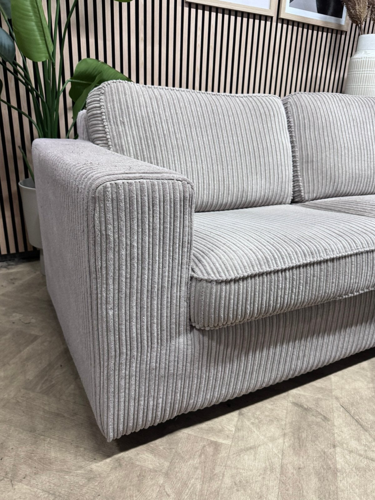 ZGAN Trendy Ribstof Hoekbank - Beige - 265 x 215, 250 tot 300 cm, -, -, Hoekbank