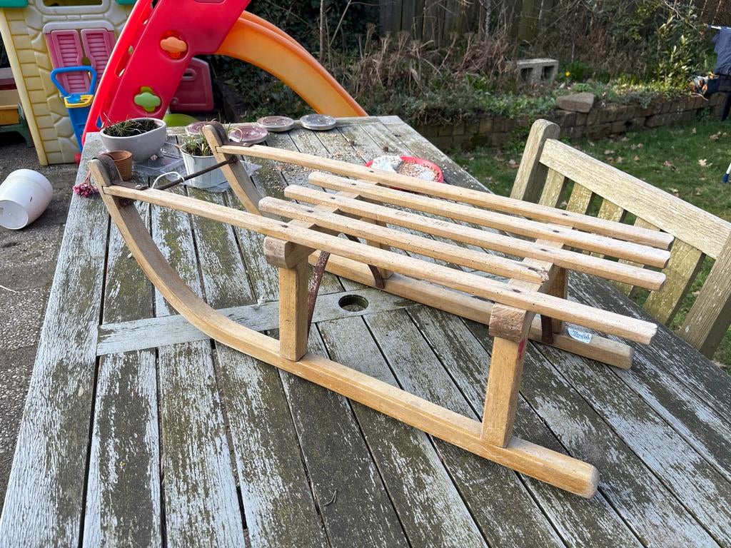 Houten slee - Ideaal voor sneeuw of decoratie (80x30x24 cm), Ophalen, Gebruikt, Hout