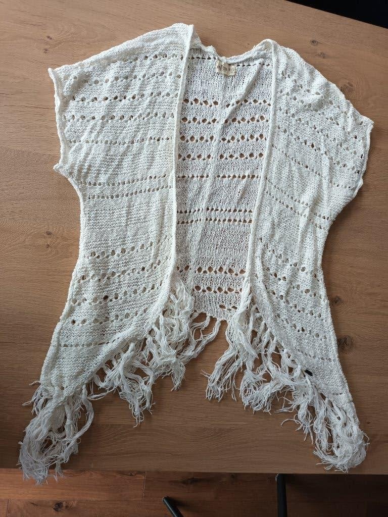Hollister wit open vest vestje witte korte mouwen maat M / L, Maat 38/40 (M), Wit, Ophalen of Verzenden, Zo goed als nieuw