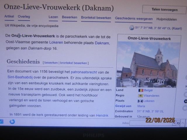 DAKNAM (Belg) Ets cvan de OLV kerk Van Bastiaans, Antiek en Kunst, Ophalen