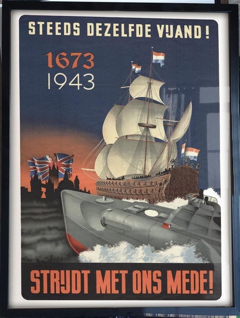 Steeds dezelfde vijand s.s n.s.b Propaganda Affiche, Verzamelen, Verzenden, Nederland, Foto of Poster