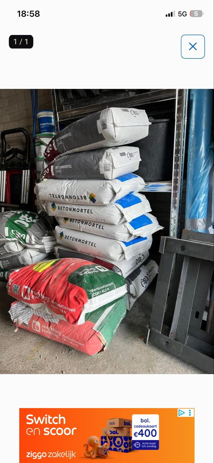 10 zakken betonmortel en Portlandcement, Ophalen of Verzenden, Nieuw