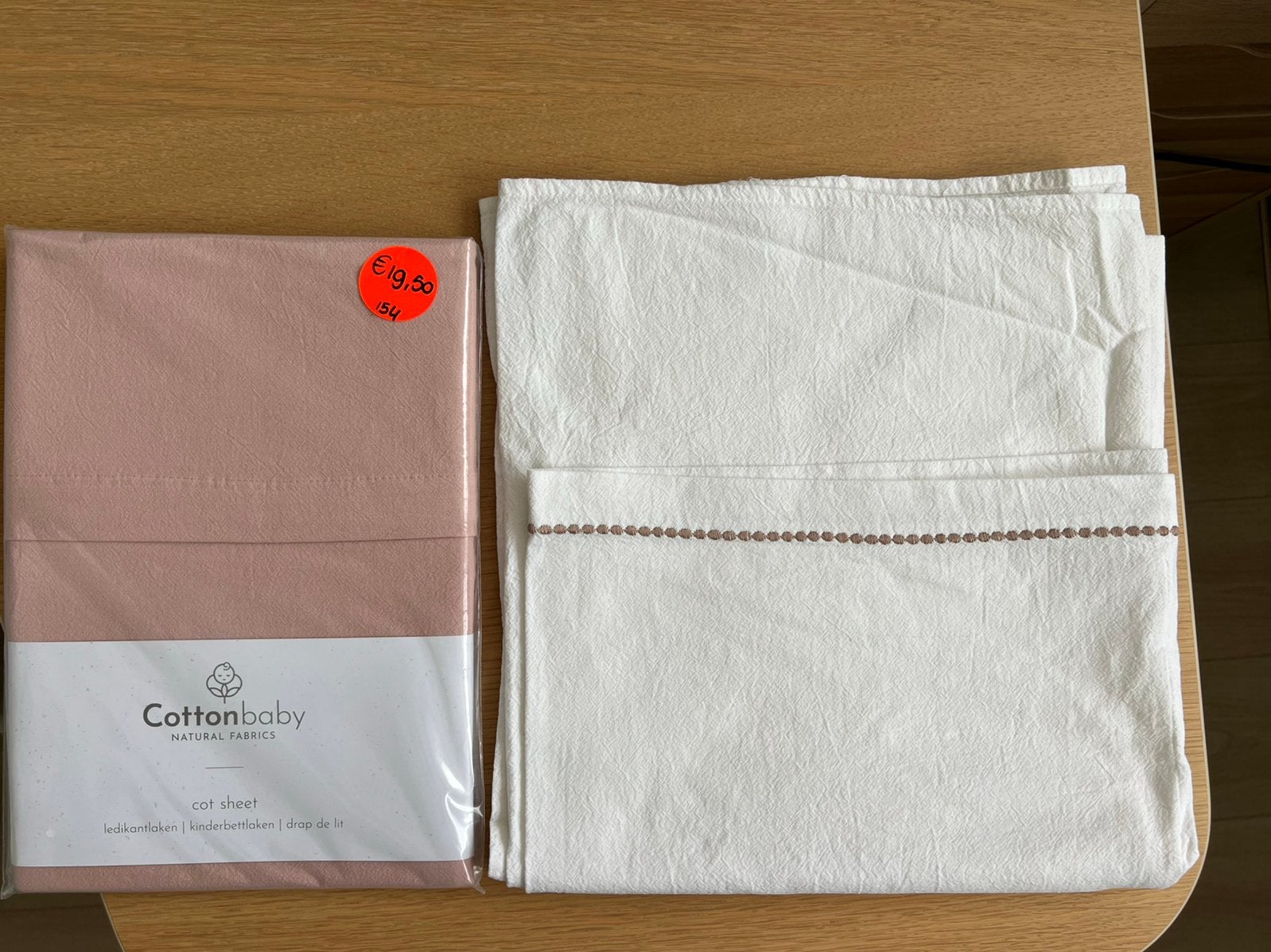 Cottonbaby ledikantlakens - Roze en Wit, Kinderen en Baby's, Kinderkamer | Beddengoed, Ophalen, Jongetje of Meisje, Hoeslaken of Sloop