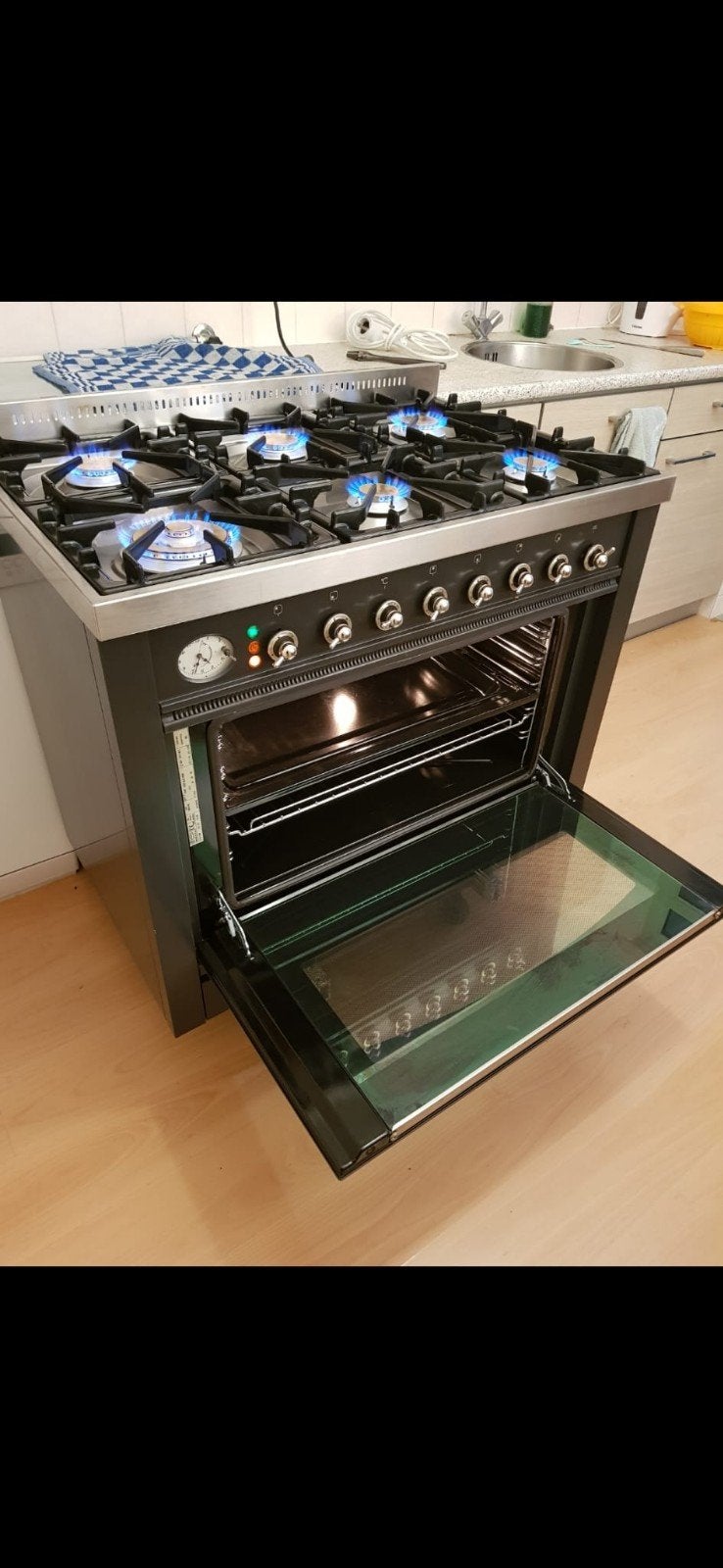 Boretti gasfornuis 6 pits, 60 cm of meer, Ophalen of Verzenden, Zo goed als nieuw, Gas