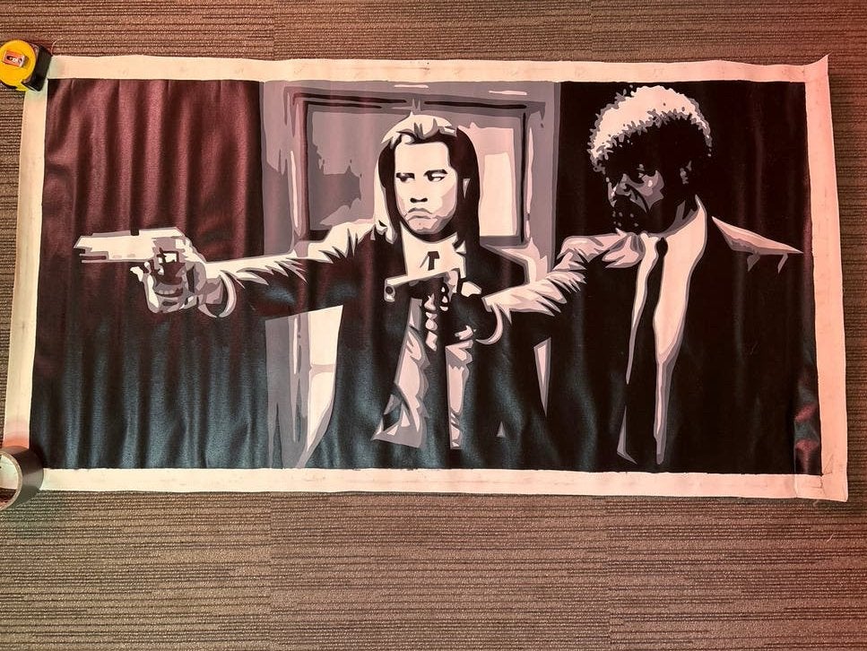 Pulp Fiction schilderij- John Travolta & Samuel L. Jackson, Ophalen, Nieuw, Schilderij, 75 – 100