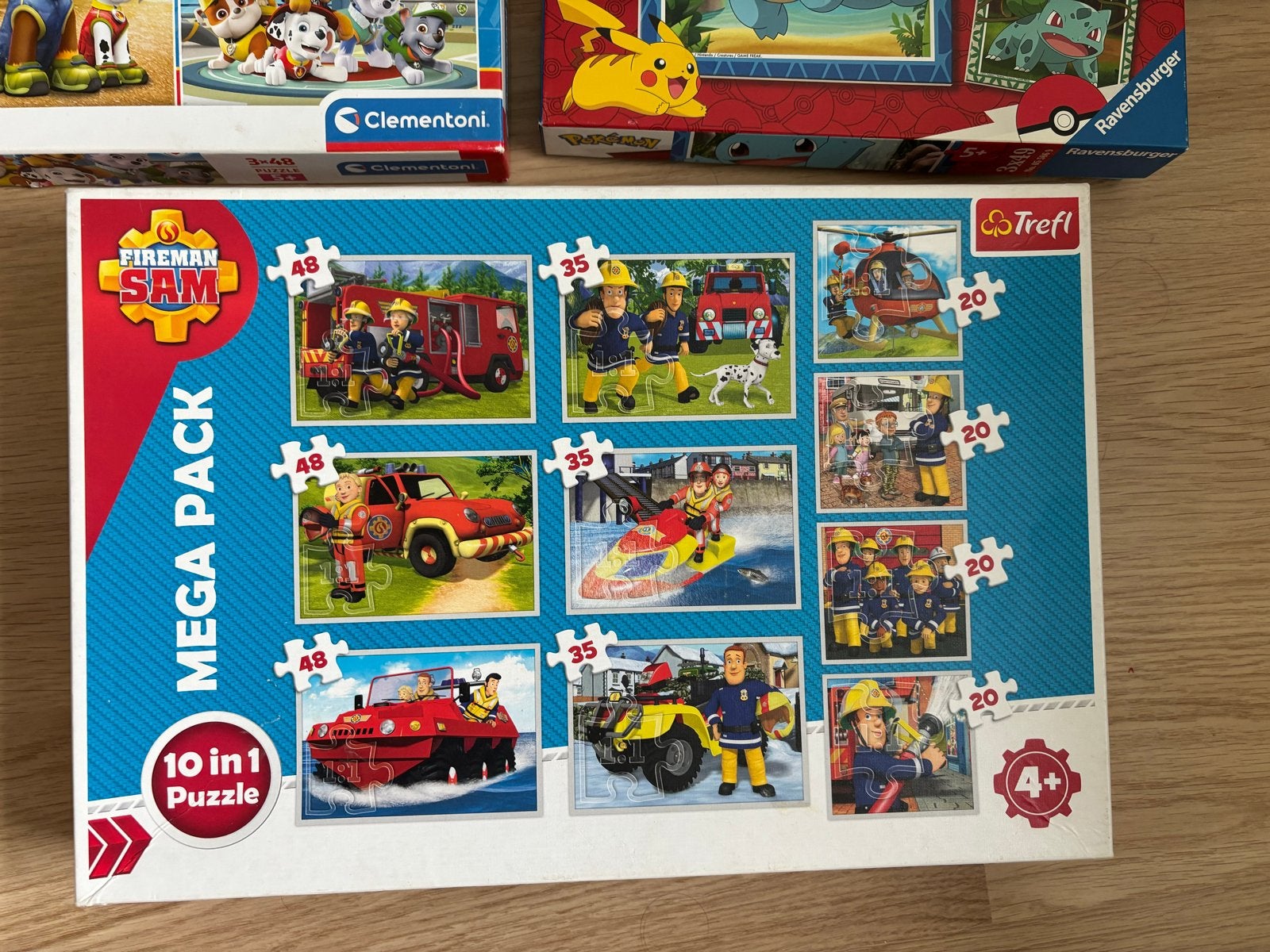 Puzzel Mega Pack: Brandweerman Sam, Paw Patrol, Pokémon, Ophalen, 10 tot 50 stukjes, Gebruikt, 4 tot 6 jaar