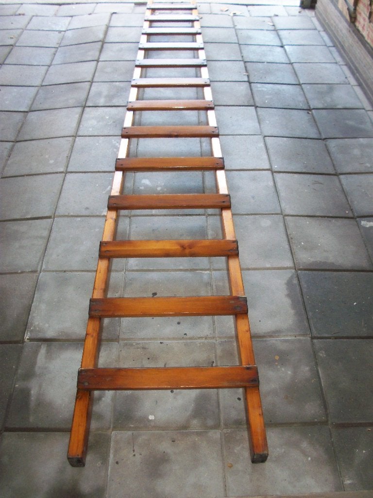 Houten ladder 3,55 meter, Doe-het-zelf en Verbouw, Ladders en Trappen, Ophalen, Gebruikt, Ladder, 2 tot 4 meter