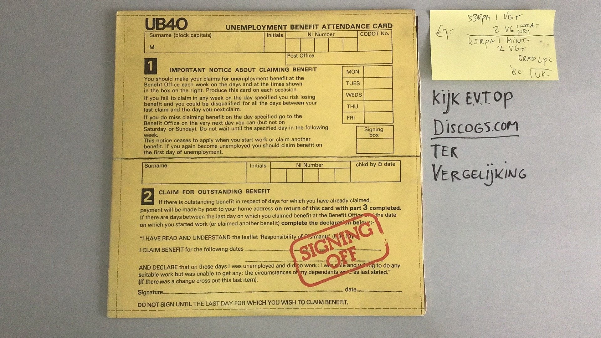 UB40 - Signing Off, Ophalen of Verzenden, Gebruikt, 12 inch