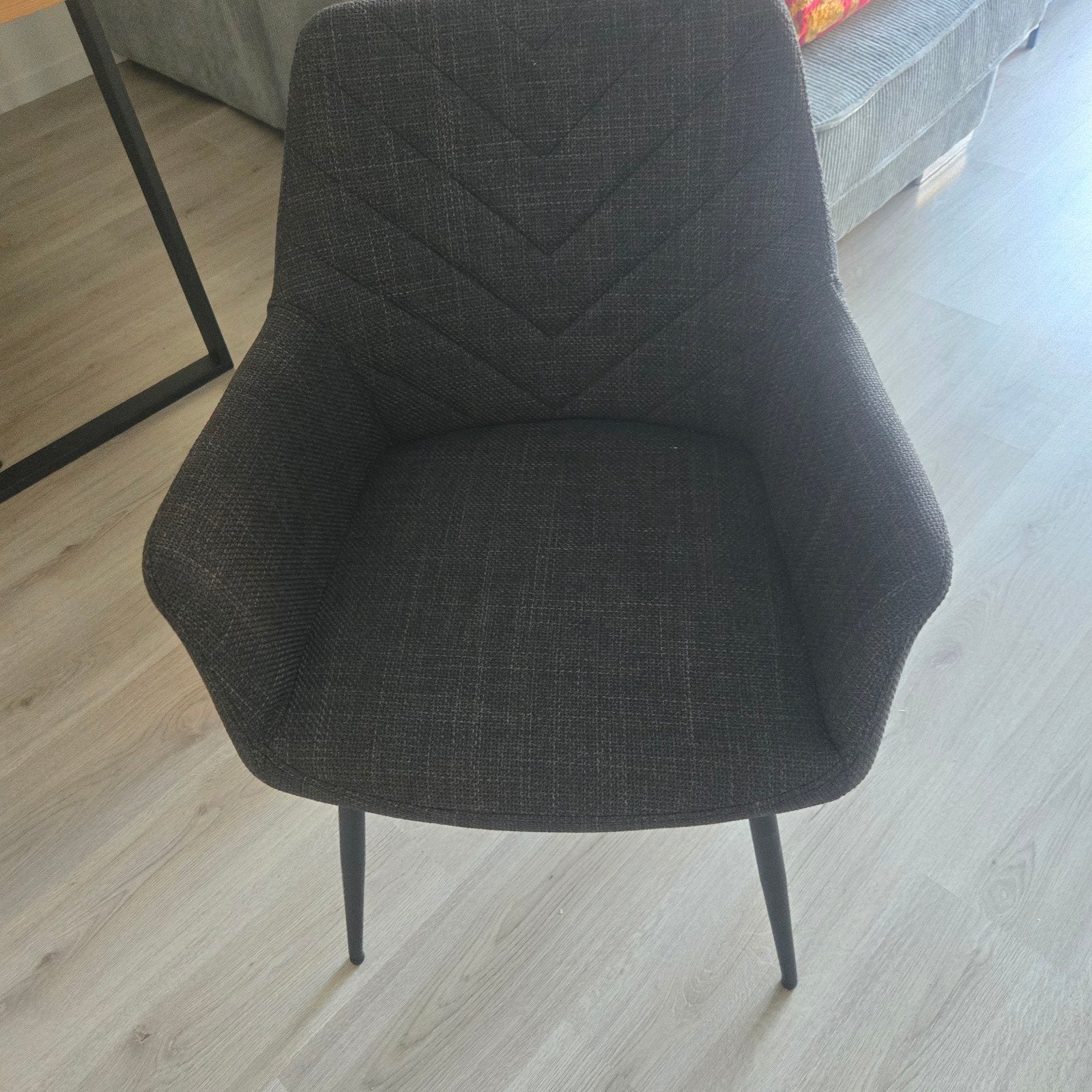 4 eettafelstoelen, Ophalen, Zo goed als nieuw, Grijs, Stof
