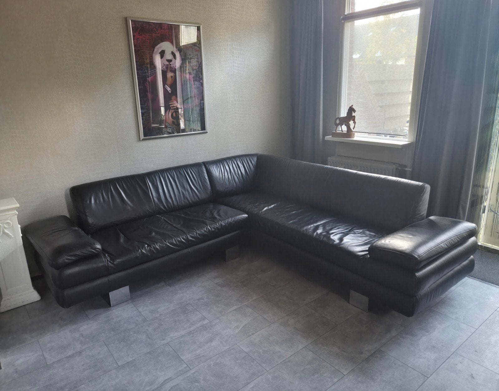 Leren MONTEL hoekbank 245x230 T.e.a.b, Huis en Inrichting, Ophalen of Verzenden