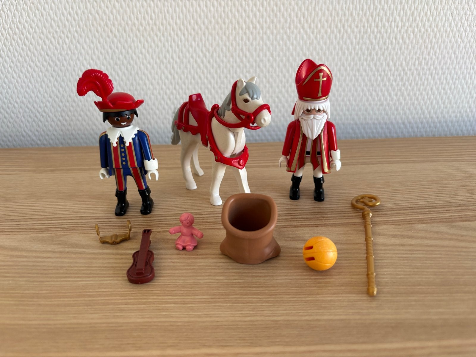 Playmobil Sinterklaas en Piet met paard en accessoires, Gebruikt, Complete set, Ophalen of Verzenden, Figuren