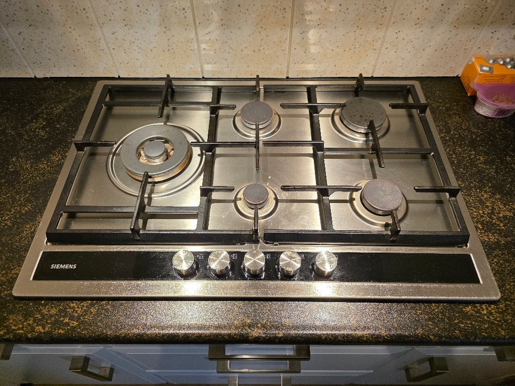Siemens 5-pits RVS Gaskookplaat (75 cm) met Wokbrander, Ophalen, Gebruikt, Inbouw, Gas