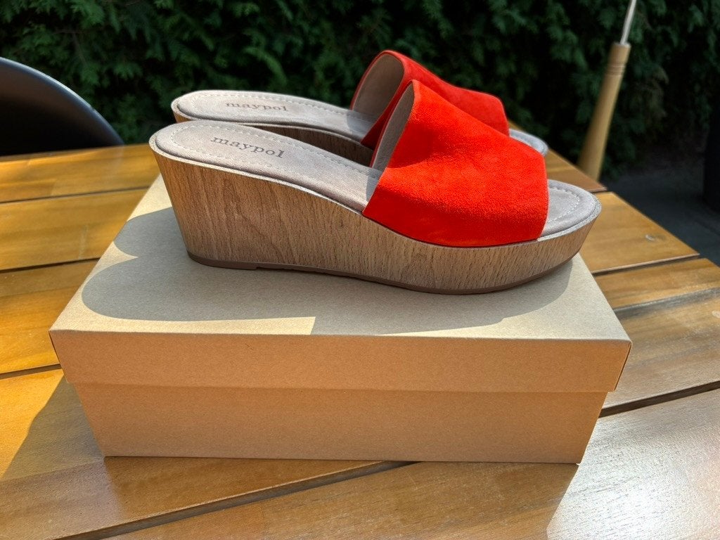Rode Maypol Platform Slippers | Handgemaakt | NIB | Maat 40, Kleding | Dames, Maypol, Maypol, Maypol, Instappers