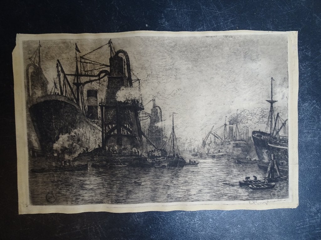 ets Bedrijvigheid in Rotterdamse Maashaven, CP Snijders 1920, Dagelijks leven, Origineel, 1900 - 1949, Verzenden