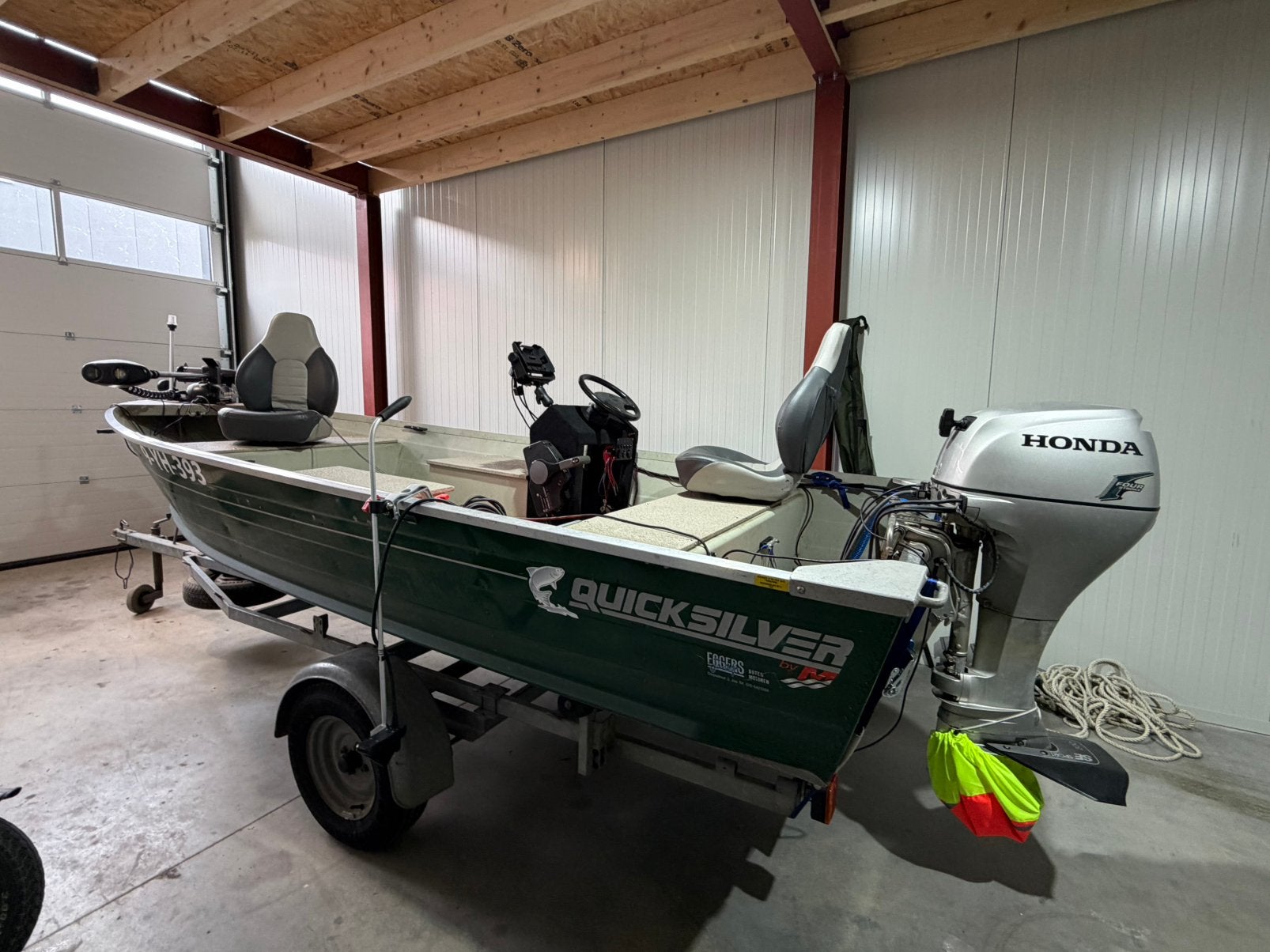 Quicksilver 450DLX Honda 20pk Minn kota Garmin Livescope!!, Watersport en Boten, Ophalen, 10 tot 30 pk, Gebruikt, Met afstandsbediening