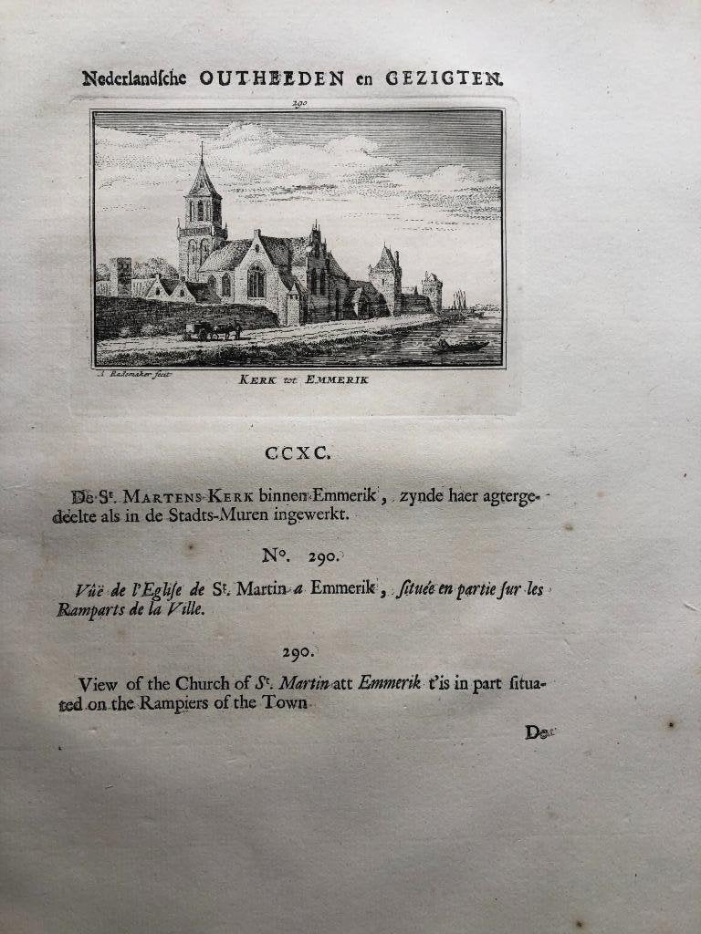 290 / Emmerik de Kerk Kopergravure 1733, Antiek en Kunst, Ophalen of Verzenden