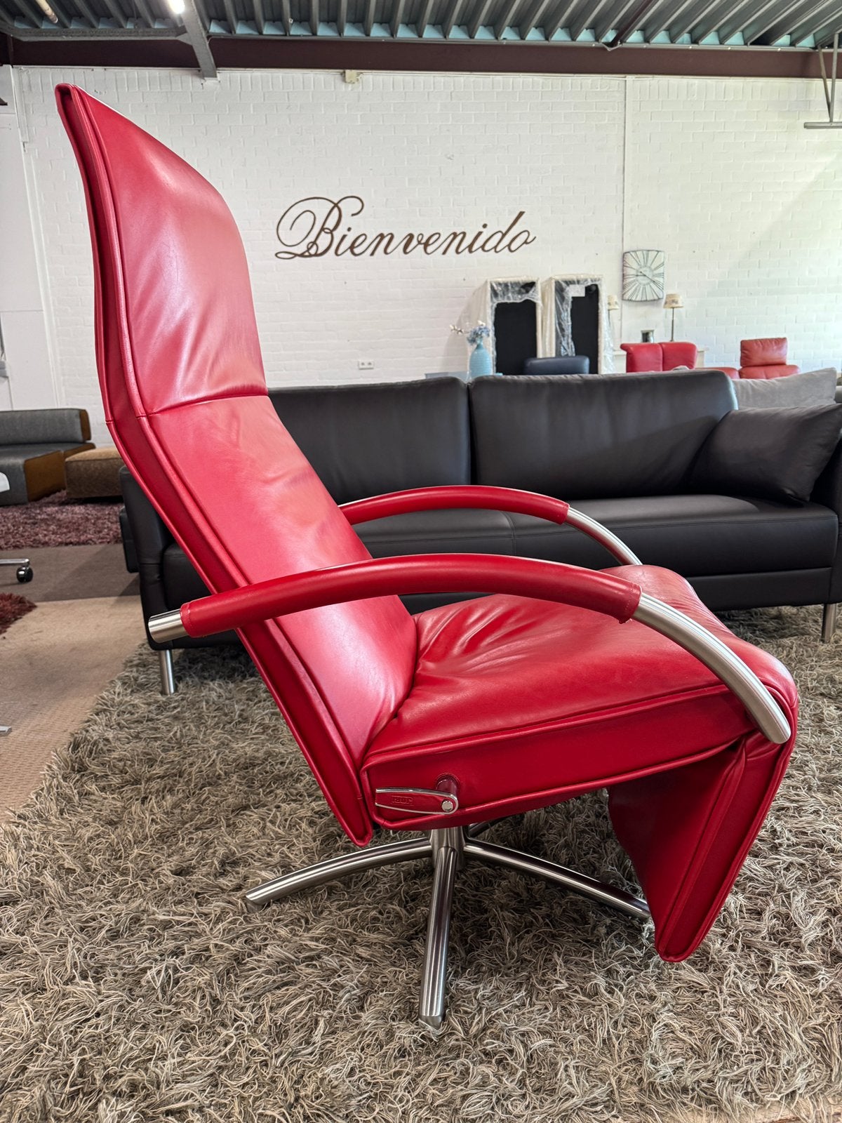 Jori Mensana Relaxfauteuil - Rood Leer, Jori, Ophalen of Verzenden, Zo goed als nieuw, Info@jori.com