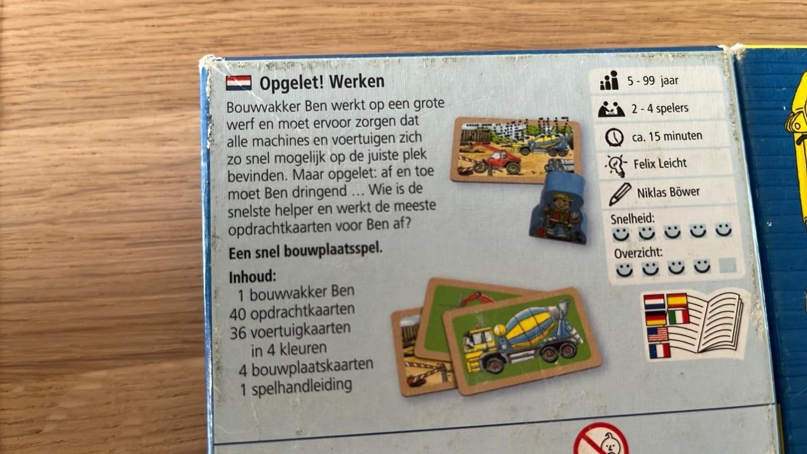 HABA Opgelet! Werken - Bouwplaatskaartspel, Drie of vier spelers, Ophalen of Verzenden, Zo goed als nieuw, HABA