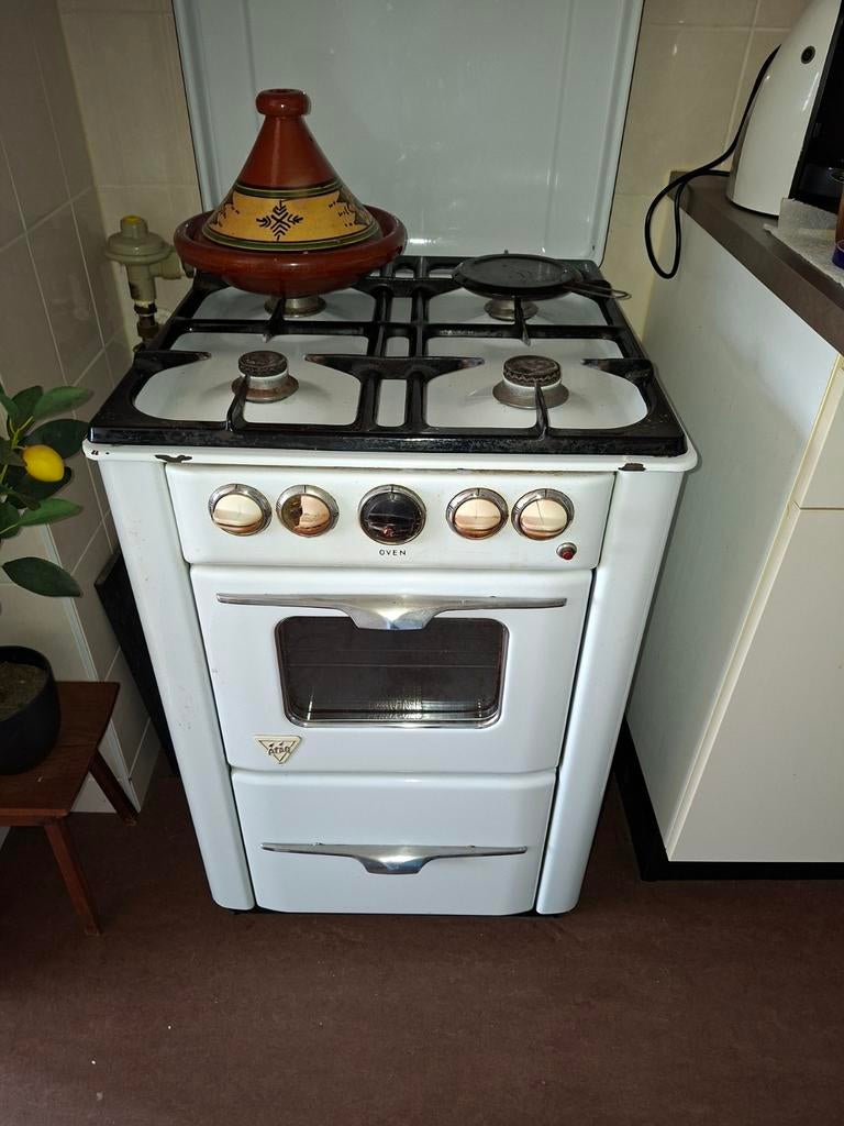Vintage Atag gasfornuis met oven en opberglade, Witgoed en Apparatuur, Ophalen, Gebruikt, 4 kookzones, Gas