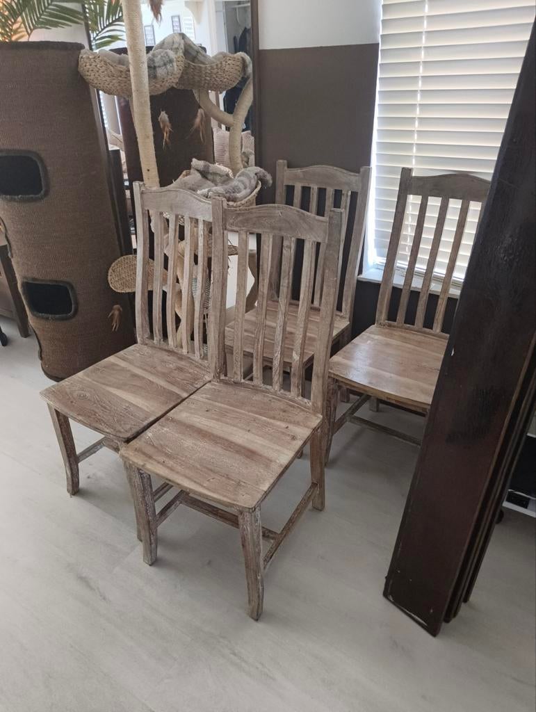 4 massief houten eetstoelen, Ophalen of Verzenden, Zo goed als nieuw, Overige kleuren, Vier
