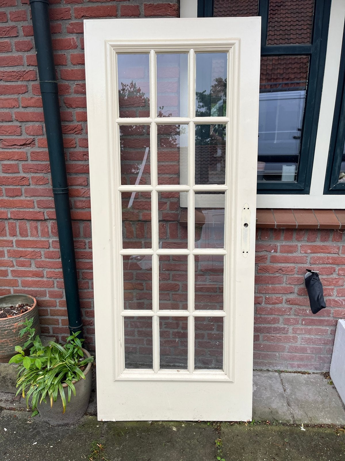 2 Houten Binnendeuren met Glas - Beschadigd, Ophalen, Gebruikt, 80 tot 100 cm, Binnendeur