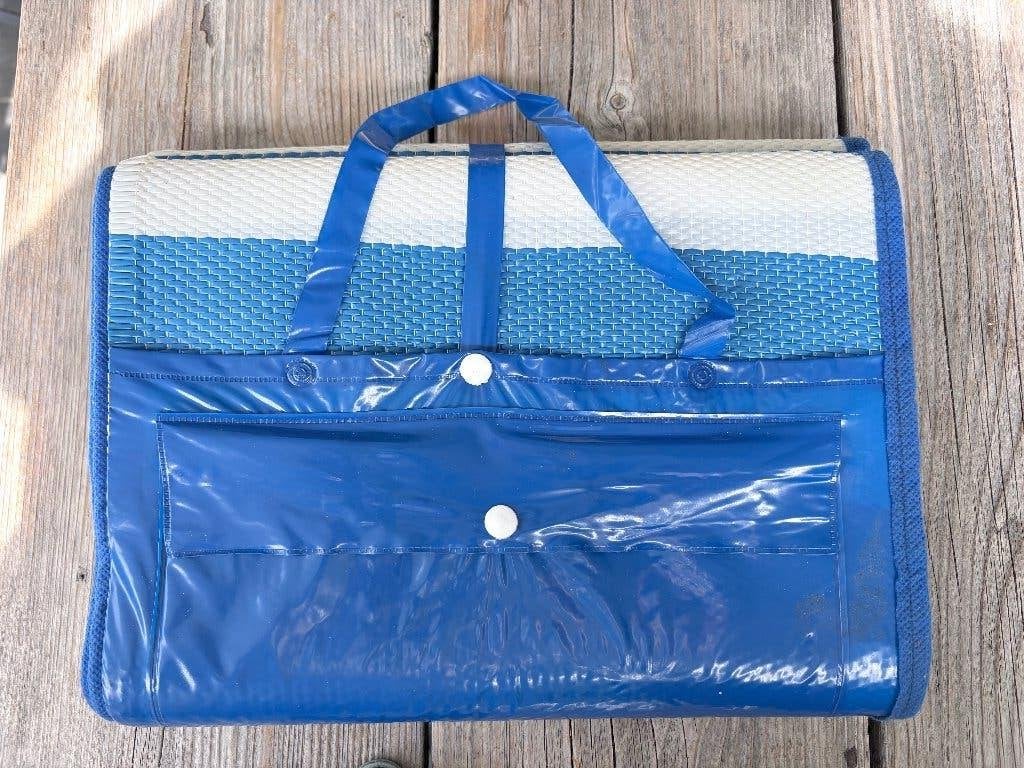BEACHMAT MET OPBLAASBAAR HOOFDKUSSEN, Caravans en Kamperen, Ophalen of Verzenden, Gebruikt