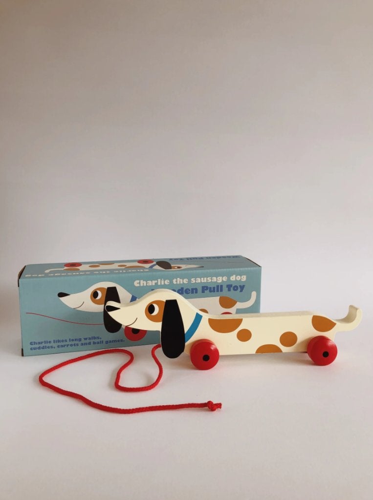 RETRO HOUTEN HOND MET TREKKOORD | REX LONDON (NIEUW), -, -, Nieuw, Ophalen of Verzenden