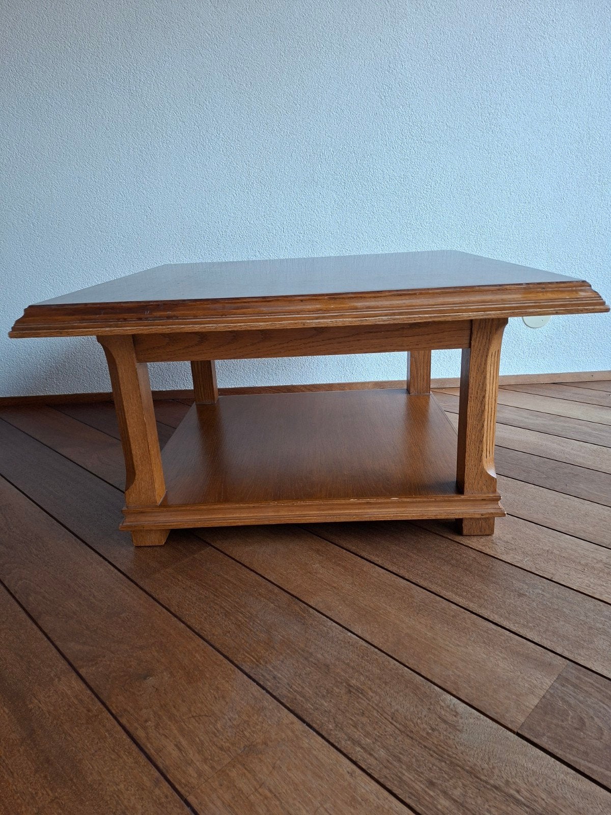 Eiken salontafel 90x90x50cm met uitschuifbaar blad, Ophalen, Gebruikt, Vierkant, Eikenhout