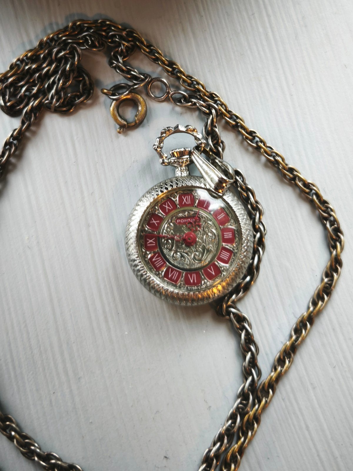 Vintage Pontiac mini zakhorloge 23 mm – mech. hand opwinding, Ophalen of Verzenden, Staal, Overige merken