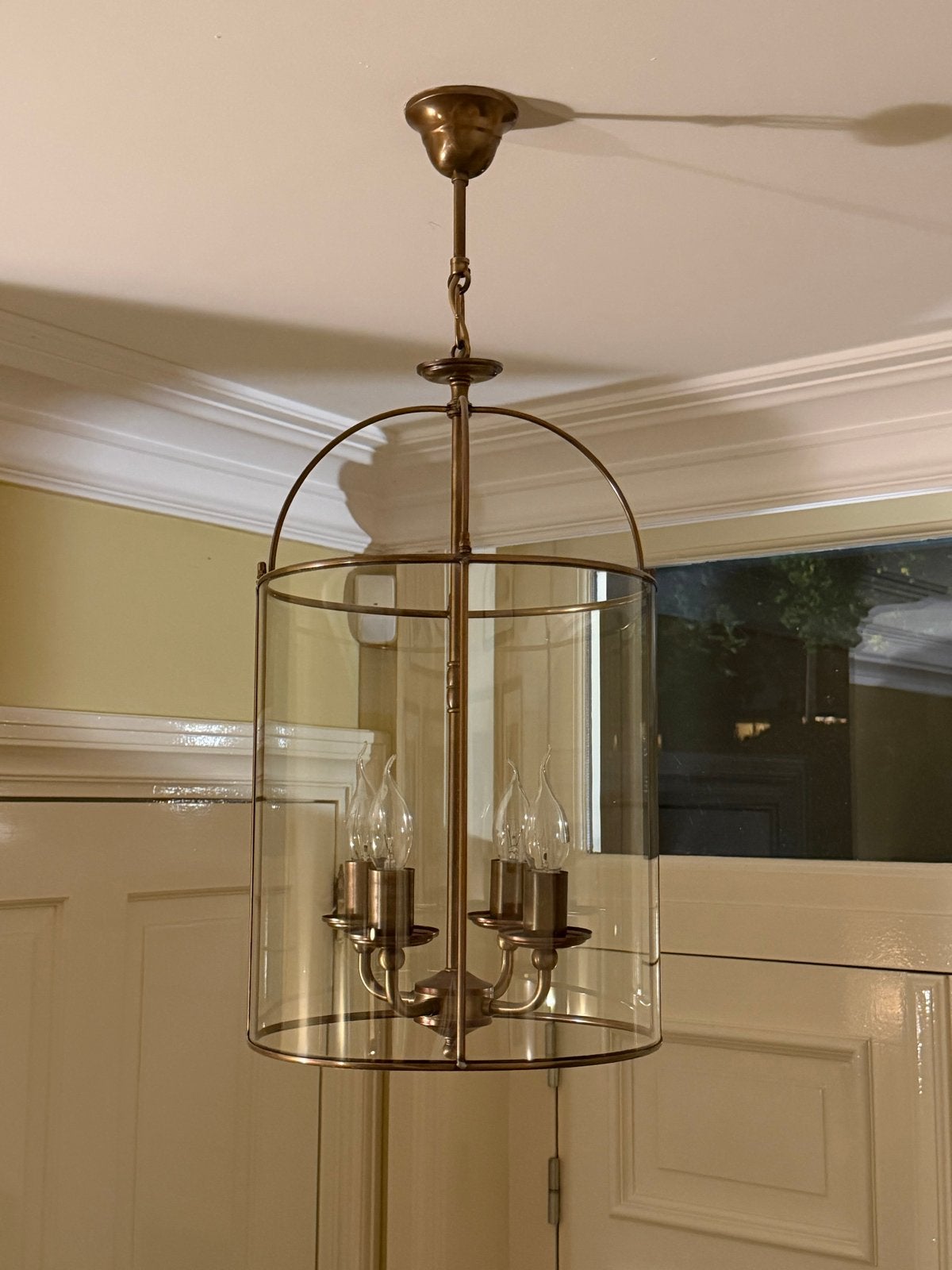 2 bronzen lantaarns met helder glas, Ophalen, Minder dan 50 cm, Gebruikt, Minder dan 25 cm