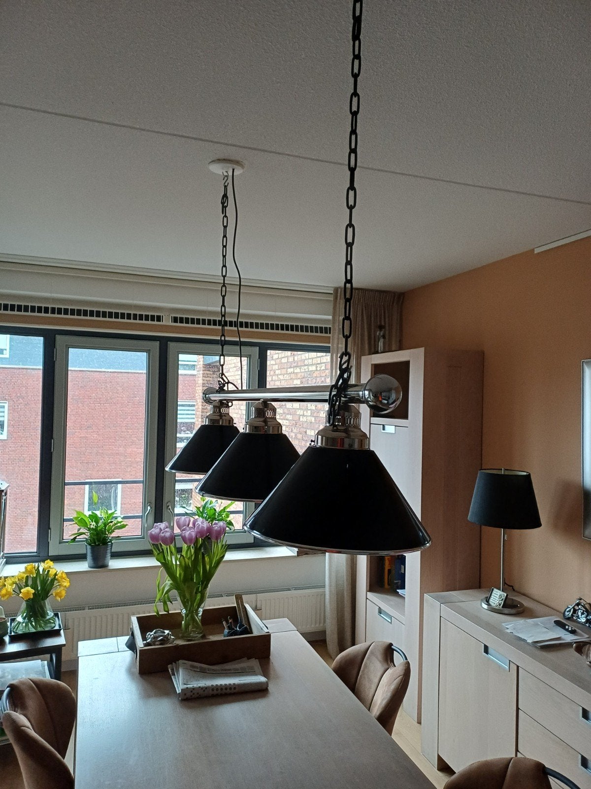 Mooie retro hanglamp met 3 kappen