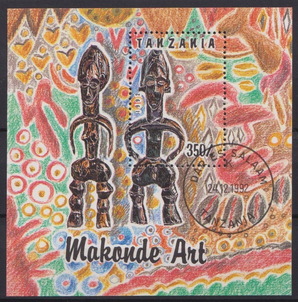 Tanzania 1992 Blok Beeldjes Makonde Kunst, Verzenden, Gestempeld, Overige thema's