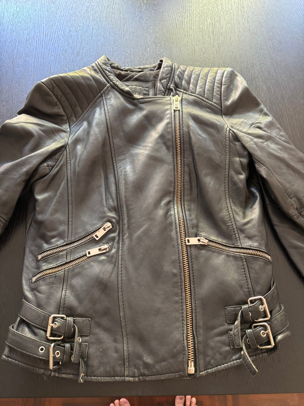 Leren jas Zara trafaluc bikerjacket, Kleding | Dames, Ophalen of Verzenden, Zo goed als nieuw, Maat 38/40 (M), Zwart