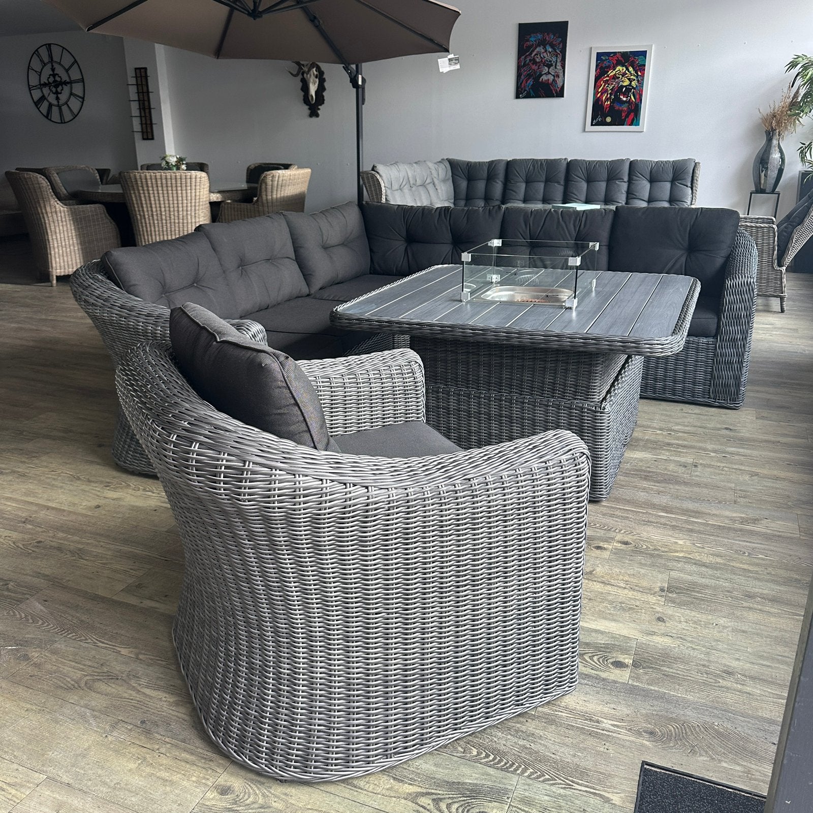 Tambohuse Loungeset / Tuinset met Vuurtafel – Incl. Stoel, Tuin en Terras, ., Ophalen of Verzenden, Wicker, Stoel