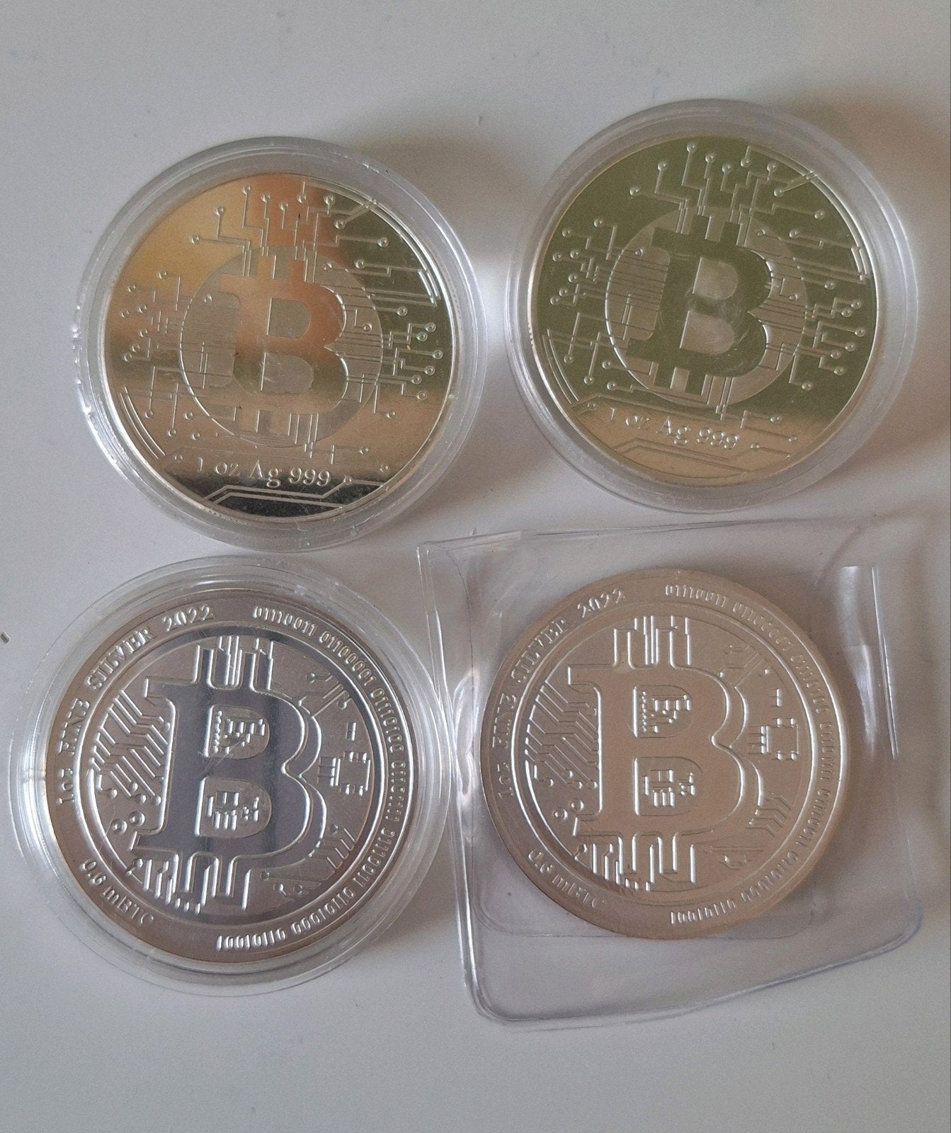 Set van 4 Bitcoin herdenkingsmunten - 1 oz puur zilver, Ophalen, Zilver