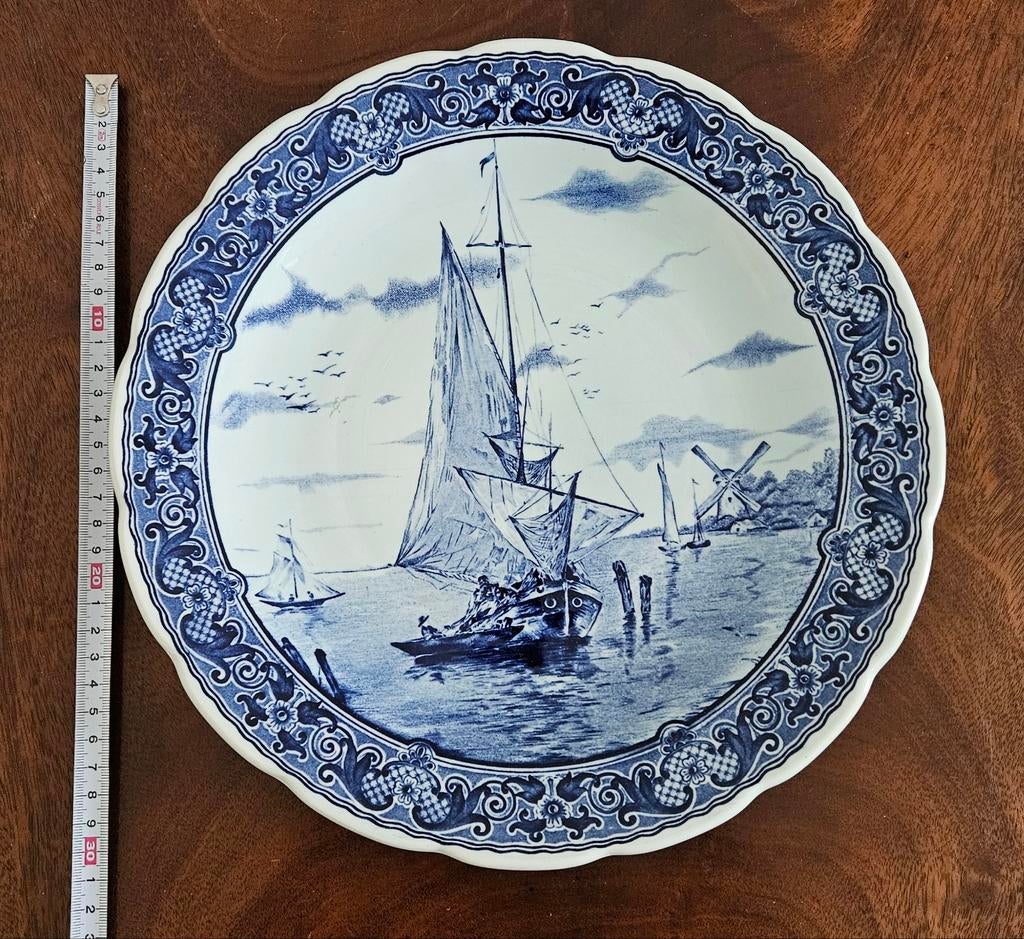 Delfts Blauw Wandbord 30cm - Zeilbootl, Antiek en Kunst, Antiek | Wandborden en Tegels, Ophalen of Verzenden