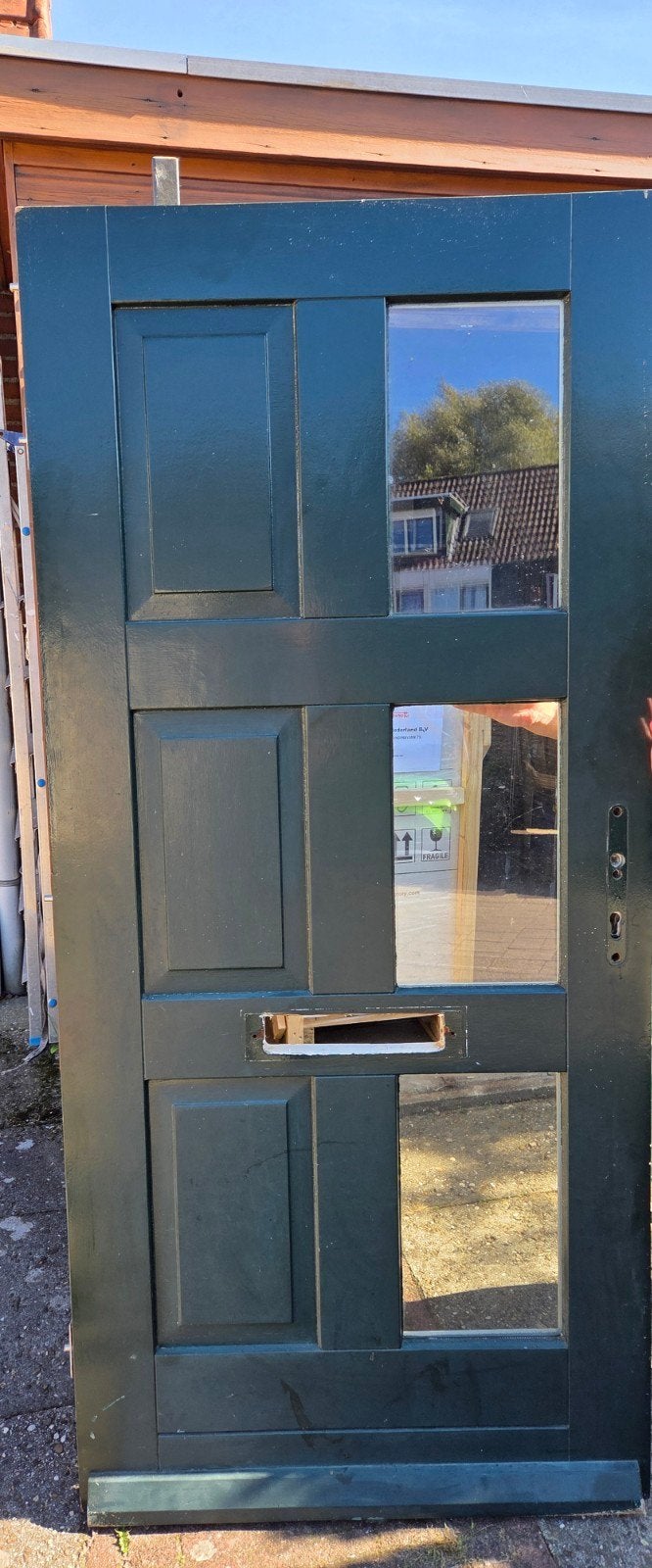 Robuuste houten voordeur met driepunts beveiliging, Doe-het-zelf en Verbouw, Gebruikt, 80 tot 100 cm, Ophalen of Verzenden, Buitendeur