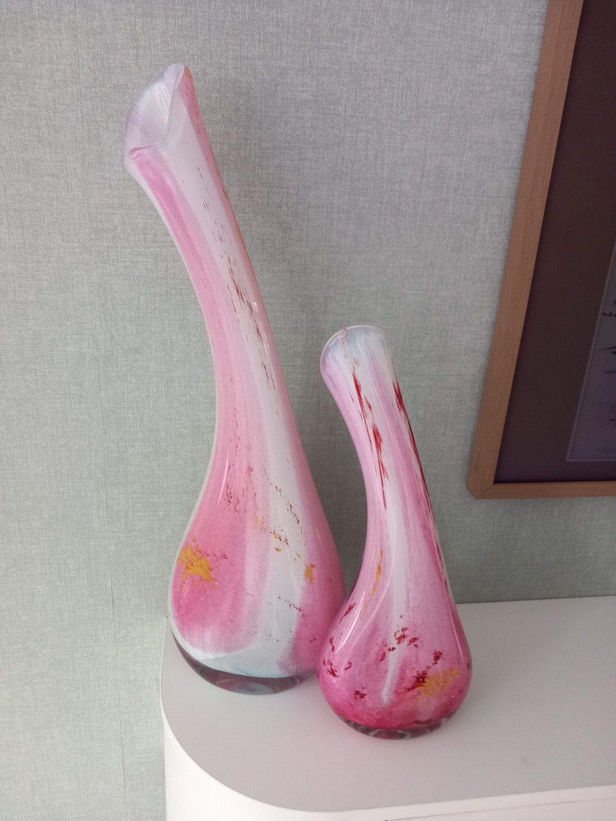 2 Roze design Fidrio glazen vazen, Ophalen, Zo goed als nieuw, Roze