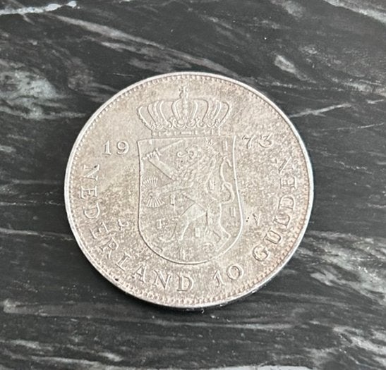 Zilveren tientje 1973, Postzegels en Munten, Munten | Nederland, Ophalen, Koningin Juliana, 10 gulden