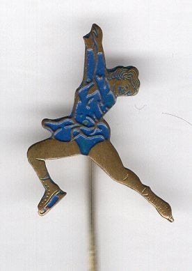 Sjoukje Dijkstra blauw/koper kunstschaatser speldje( Y_136a), Verzamelen, Speldjes, Pins en Buttons, Ophalen of Verzenden, Zo goed als nieuw