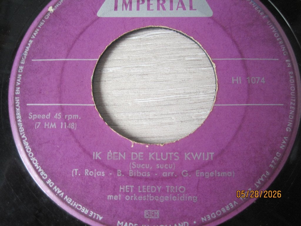 Het Leedy Trio  -  Ik ben de kluts kwijt, Gebruikt, Originele persing, 7 inch, Single