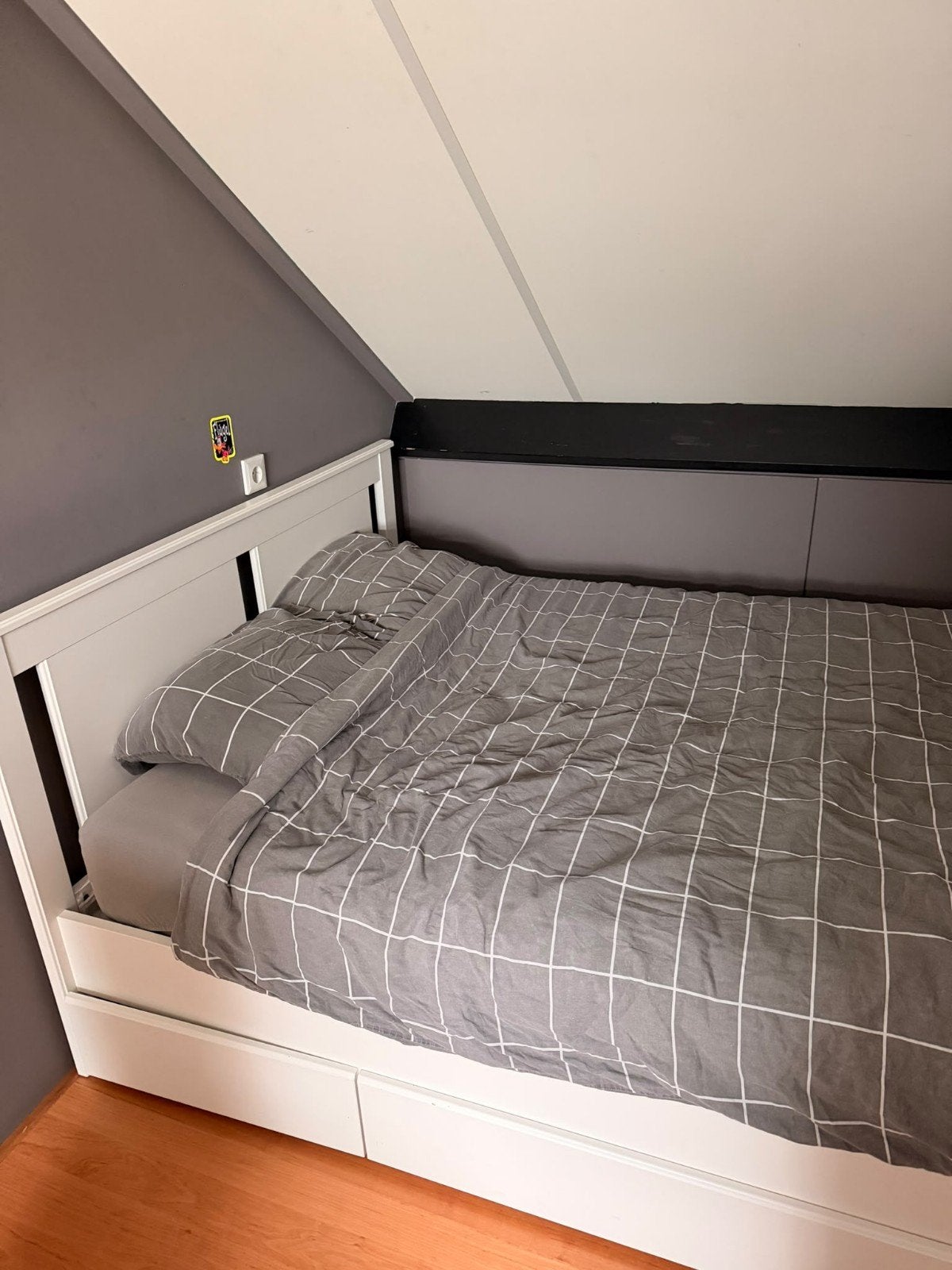 IKEA  bed met opberglades - 140x200 cm, Ophalen, Gebruikt, Wit, Tweepersoons