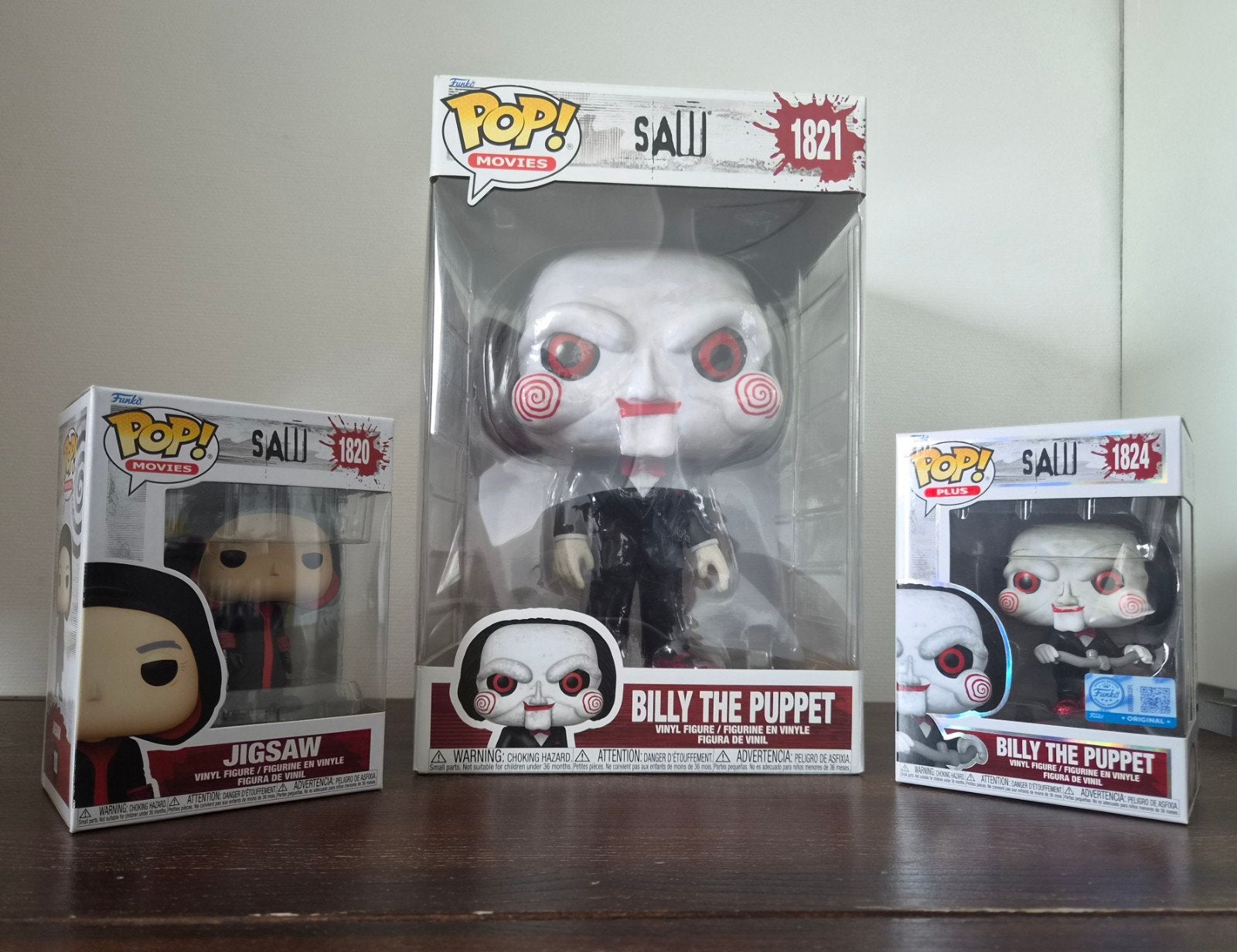 Funko Pop! SAW Horror Set – Jigsaw #1820, Billy Jumbo #1821, Ophalen of Verzenden, Zo goed als nieuw