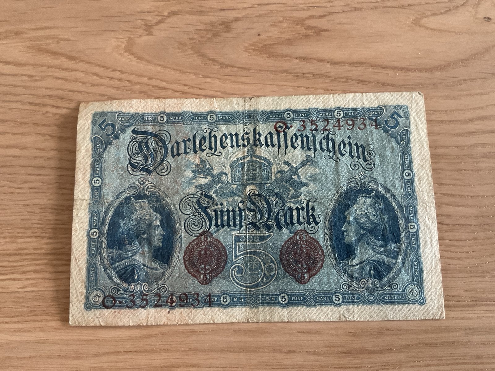 Historisch Duits 5 Mark Darlehenskassenschein 1914, Postzegels en Munten, Bankbiljetten | Europa | Niet-Eurobiljetten, Los biljet