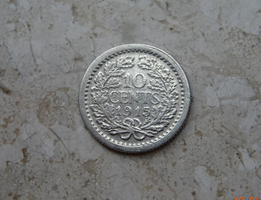 10 cent 1915, Postzegels en Munten, Munten | Nederland, Verzenden, Zilver, 10 cent, Koningin Wilhelmina